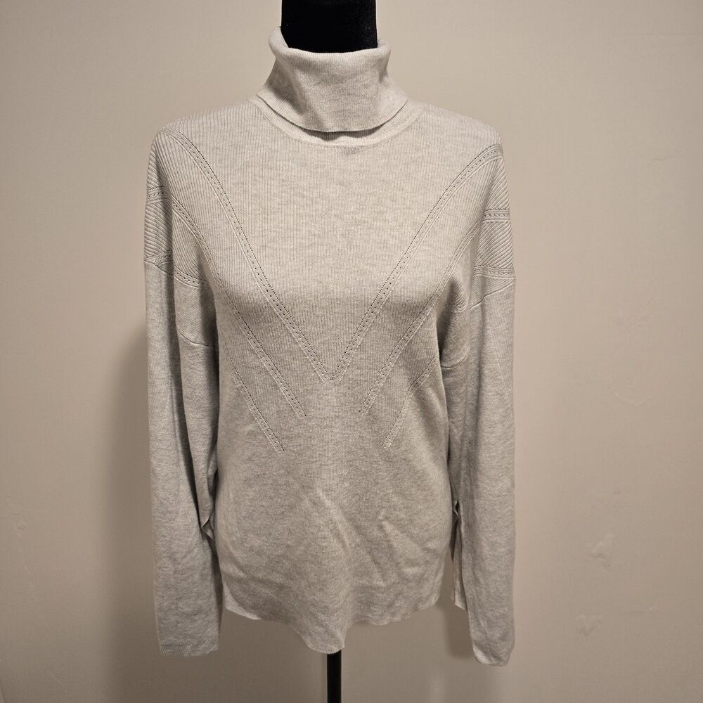 White House Black Market Women Large Turtleneck Sweater Kimono Sleeve Lightweigh